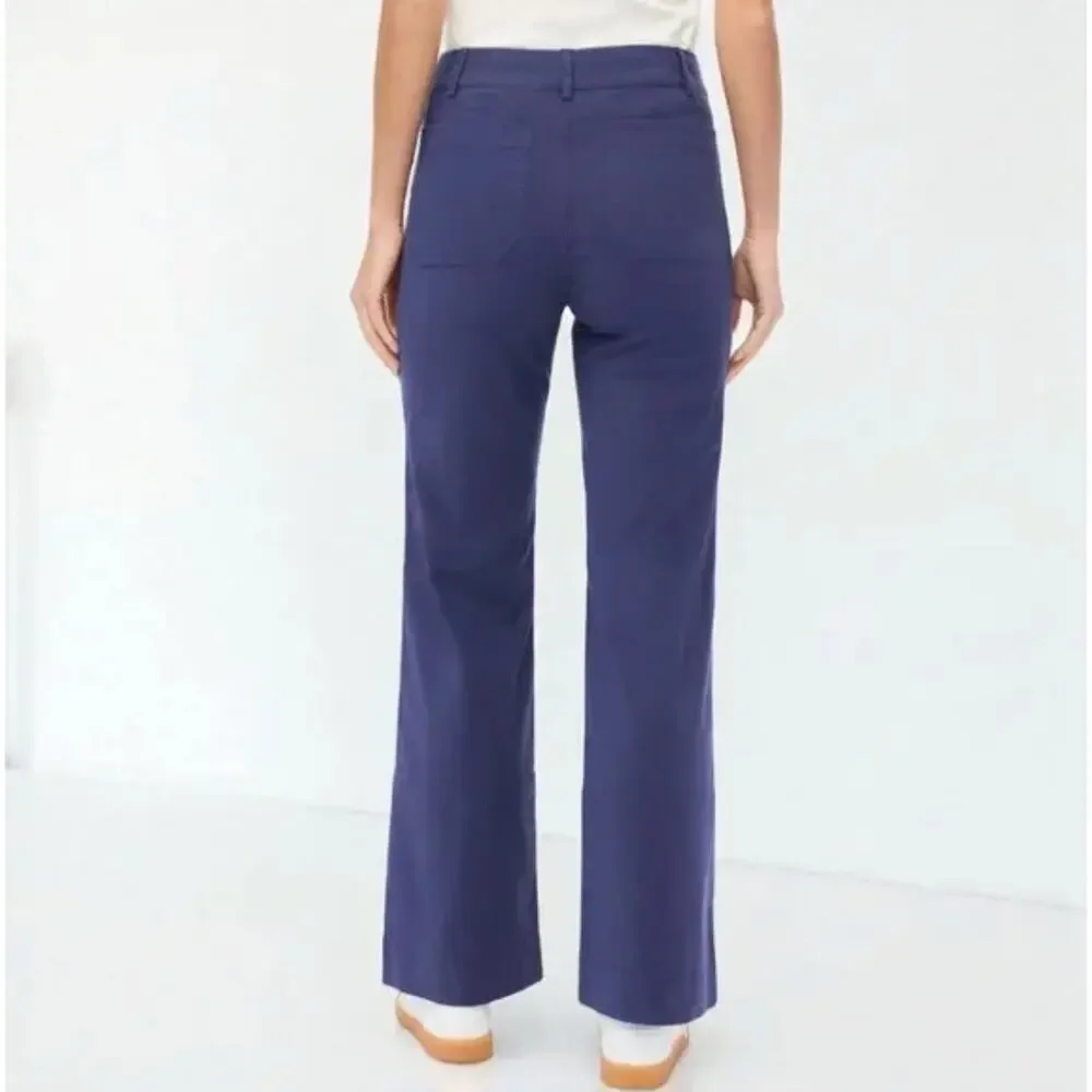 J. Crew Lizzie High Rise Patch Pocket Wide Leg Pant Blue BW805 Petite Size 31P - Picture 2 of 11